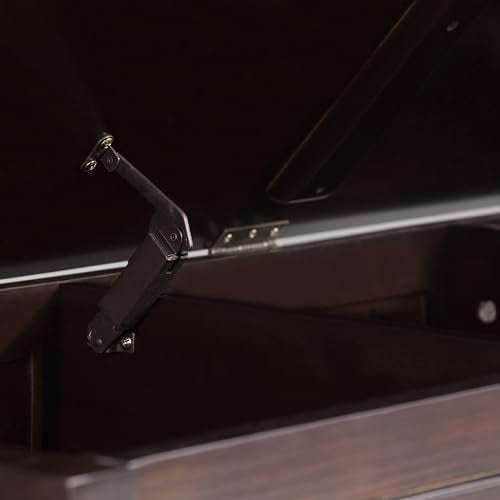 SIMPLIHOME Connaught SOLID WOOD 51 inch Wide Storage Bench Trunk with Safty Hinge, Multifunctional Traditional in Dark Chestnut Brown SIMPLIHOME