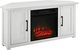 Crosley Furniture Camden Corner Fireplace TV Stand for 50+ inch TVs, Entertainment Center with Storage Shelves, Whitewash Crosley Furniture