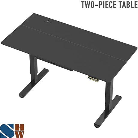 SHW 55 x 28 Inches Electric Height Adjustable Standing Desk with Drawer and Memory Preset, Black SHW