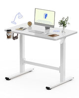 FLEXISPOT H7 Plus Gas Spring Adjustable Standing Desk, Mobile Rolling Sit-Stand Workstation with Whee, Cordless Stand Up Desk for Small Room & Home Office, 40" One-Piece Desktop White,height 27.6"–45" FLEXISPOT