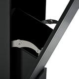 Ball & Cast Fluted Kitchen Island with Trash Can Storage Cabinet,Power Outlet,Internal Storage Rack,Rolling Kitchen Islands On 5 Wheels W/3 Drawers & 3 Open Side Racks for 10 Gallon Garbage Bin,Black Ball & Cast