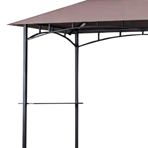 Four Seasons Courtyard BBQ Grill Gazebo with LED Lights, 2 Glass Shelves, and Powder Coated Steel Frame for Backyard Lawn and Outdoor Use, Brown Four Seasons Courtyard