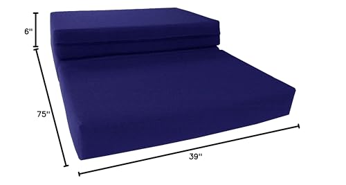 D&D Futon Furniture Shikibuton Trifold Foam Beds, Folding Mattress, Ottoman, Twin Size Royal Blue 75 x 39 x 6 Thick D&D Futon Furniture