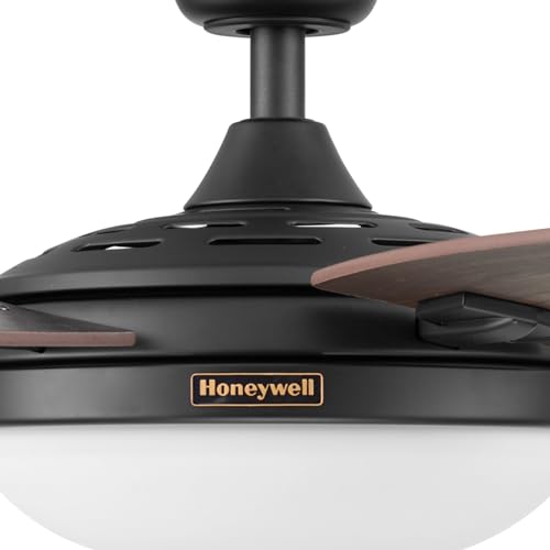Honeywell Ceiling Fans Carmel Modern 48 Inch Ceiling Fan with Light, Remote Control Fan, LED Indoor Fan with 5 Blades, Gray Ironwood and Brown Maple Blade Finish Options, Bronze (50197-01) Honeywell