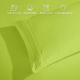 Elegant Comfort Luxurious 1500 Premium Hotel Quality Microfiber Three Line Embroidered Softest 4-Piece Bed Sheet Set, Wrinkle and Fade Resistant, Queen, Lime Elegant Comfort