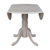 International Concepts 42" Round Dual Drop Leaf Pedestal Table, Washed Gray Taupe IC International Concepts