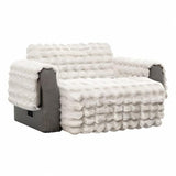 Snugglesinto Soft Faux Fur Sofa Cover Thick Shaggy Fuzzy Sectional Couch Cover Non-Slip Plush Sofa Slipcover Furniture Protector for Kids, Pets(Loveseat, White-Bubble) Snugglesinto