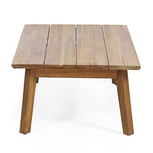 CHRISTOPHER KNIGHT HOME Burchett Outdoor 4pc Chat Set - Acacia Wood and Wicker - Teak/Mixed Brown/Beige Christopher Knight Home