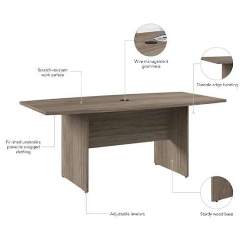 Pemberly Row 72W Boat Shaped Conference Table in Hickory - Engineered Wood Pemberly Row