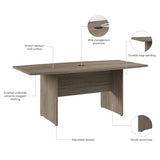 Pemberly Row 72W Boat Shaped Conference Table in Hickory - Engineered Wood Pemberly Row