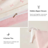 CCoutueChen 100% Cotton Duvet Cover Queen Pink Bow Bedding Set for Girls Kids Cute Bowknot Duvet Cover Set, Soft Comfy 3 Pieces, 2 Pillowcases, Zipper Closure CCoutueChen