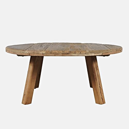 Jofran Reclamation 36" Round Rustic Reclaimed Solid Wood Coffee Table - WoodArtSupply