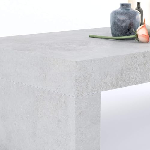 Mobili Fiver Evolution Tall Kitchen Bar Table Made in Italy | Space Saving, Counter Height Table for 6 | Modern Breakfast Bar Counter Top w/Cable Holder | Concrete Grey Effect | 70,9'' x 23,6" in Mobili Fiver