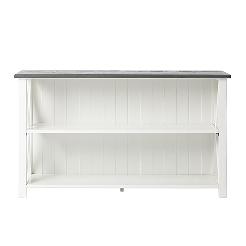 Walker Edison Solid Wood Farmhouse Storage Console, 52 Inch, White/Grey Wash Walker Edison