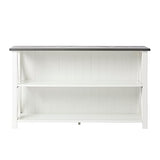 Walker Edison Solid Wood Farmhouse Storage Console, 52 Inch, White/Grey Wash Walker Edison