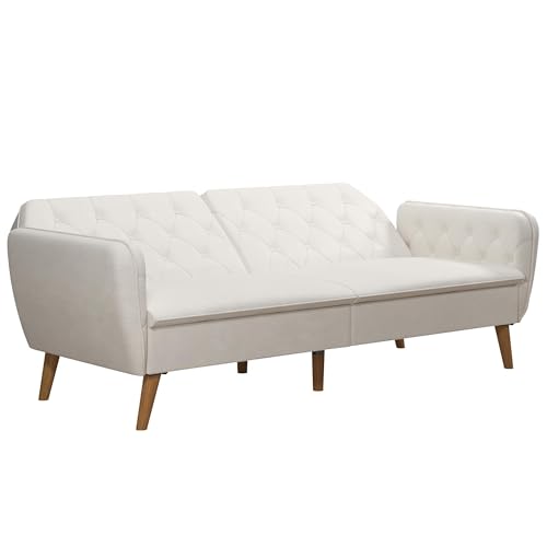 Novogratz Tallulah Memory Foam Futon Couch Bed, Futon Sofa Bed - Ivory Boucle Novogratz