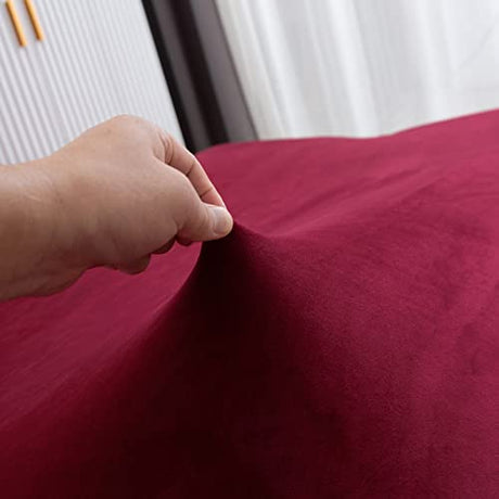 MIFXIN Armless Futon Slipcover Folding Sofa Cover Velvet Stretch Elastic Couch Furniture Protector for Foldable Futon Sofa Bed Without Armrests (Red) MIFXIN