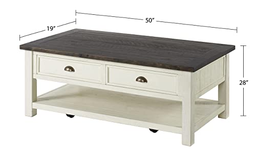 Martin Svensson Home Coffee Table Solid Wood, Cream White with Brown Top Martin Svensson Home