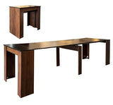 Extendable Console Table with Extension Leaves, Black Dining Room Table, 20''-118'' Expandable Dining Table for Living Room, Space Saving Extendable Dining Room Table for 2-12 Person, Walnut Legs Henf