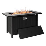 Walsunny 45 inch Outdoor Propane Fire Pit 50,000 BTU Gas Fire Pit Table with Lid, Lava Rock, Waterproof Cover, Rectangle Gas Firepit Table for Garden/Patio, CSA Certification Shintenchi
