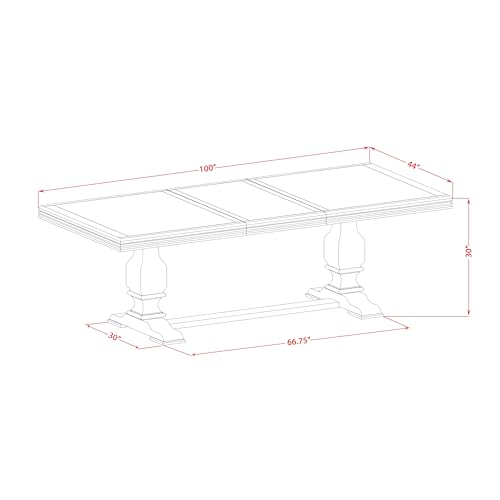 Luxe by East West Furniture NKSI9-AWA-04 9-Piece Dining Table Set Consists of a Dining Table and 8 Light Tan Linen Fabric Kitchen Chairs with Button Tufted Back - Antique Walnut Finish Luxe by East West Furniture