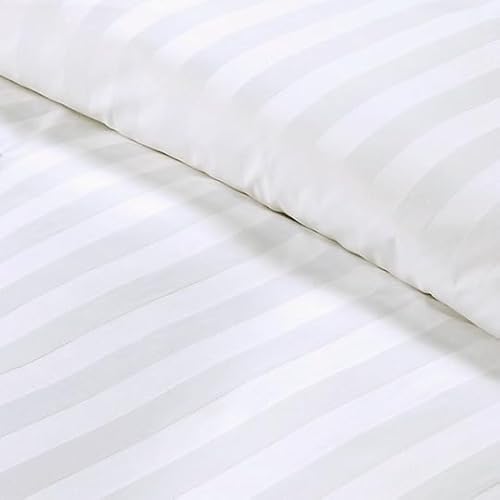 Amolavet Hotel Bedding Duvet Cover Full Size Cotton White Satin Striped Textured with Zipper - Duvet Cover Full 3 Pcs Set 79x90 - Comforter Cover/Quilt Cover Full Size Amolavet