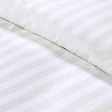 Amolavet Hotel Bedding Duvet Cover Full Size Cotton White Satin Striped Textured with Zipper - Duvet Cover Full 3 Pcs Set 79x90 - Comforter Cover/Quilt Cover Full Size Amolavet