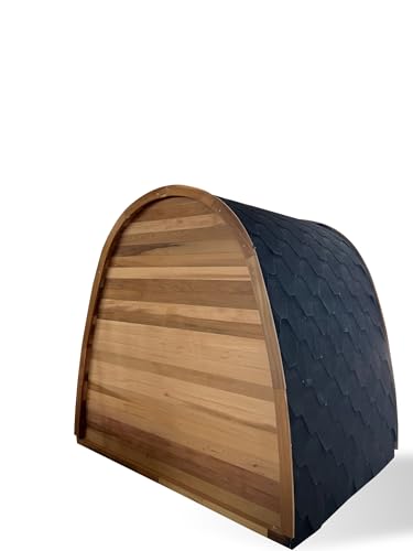 Canadian Red Cedar Wood Dome Top Wet/Dry Swedish Outdoor Steam Sauna SPA with 6KW OR 9KW Heater, Shingled Roof - WoodArtSupply