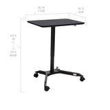 Seville Classics Airlift Height Adjustable Pneumatic Laptop Sit Stand Desk Mobile Rolling Cart, Computer Workstation for Home Office, Classroom, Black, 28" Premium Desktop (New Model) Seville Classics