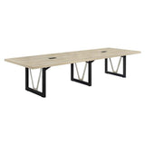 NBF District 12FT Industrial Conference Table - Wooden Conference Room Table with Power Outlets & USB Ports - Business Style Training Tables for Home Kitchen, Sunlight Ash nbf signature series