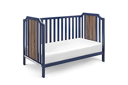 Suite Bebe Brees Convertible Island Crib in Midnight Blue and Vintage Walnut, 53.5x37.5x30.5 Inch (Pack of 1)