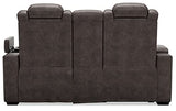 Signature Design by Ashley Hyllmont Power Reclining Loveseat with Center Console, Weathered Gray Signature Design by Ashley