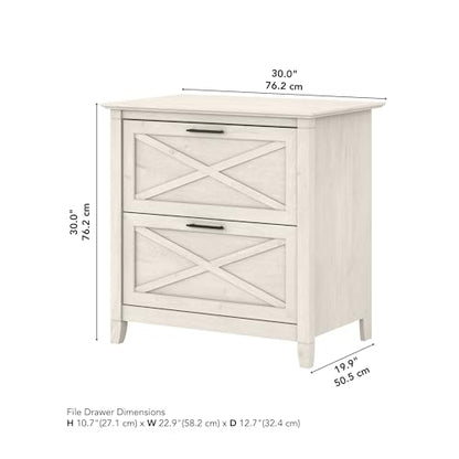 Bush Furniture Key West 2 Lateral File Cabinet | Document Storage for Home Office | Accent Chest with Drawers, Casual, Linen White Oak