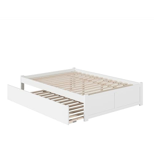 AFI Concord Queen Size Platform Bed with Footboard & Twin XL Trundle in White AFI