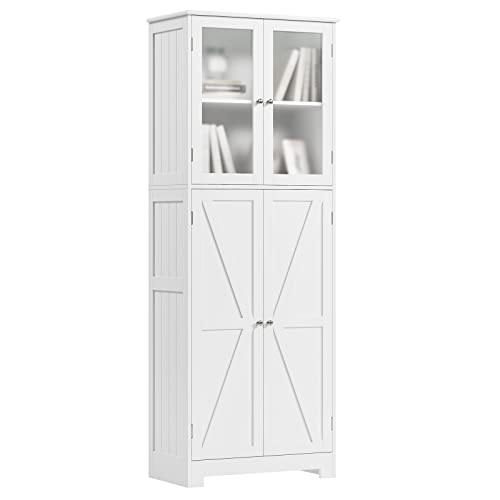 BOTLOG 67" Tall Versatile Storage Cabinet with Glass Doors for Kitchen, Bathroom, and Living Room BOTLOG