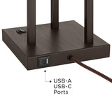 Franklin Iron Works Modern Console Table Lamp 29 1/2" Tall with USB Ports A+C Charging Bronze Metal White Glass Square Shade for Bedroom Living Room House Bedside Nightstand Home Office Entryway Franklin Iron Works