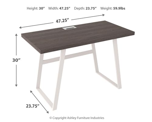 Signature Design by Ashley Dorrinson Modern Farmhouse 47" Home Office Writing Desk, Gray & White - WoodArtSupply