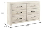 Signature Design by Ashley Cambeck Farmhouse Industrial 6 Drawer Dresser, Whitewash Signature Design by Ashley