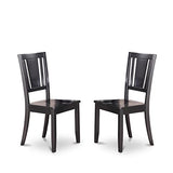 East West Furniture DUC-BLK-W Dudley Dining Room Chairs - Slat Back Solid Wood Seat Chairs, Set of 2, Black East West Furniture
