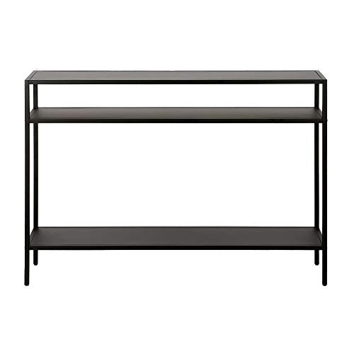 Henn&Hart 42" Wide Rectangular Console Table with Metal Shelves in Blackened Bronze, Entryway Table, Accent Table for Living Room, Hallway Henn&Hart