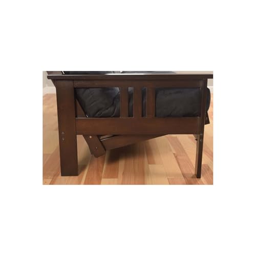 HomeStock Asian Allure Fusion Futon Wood Frame Classic Style with Mission Style Arms with Solid Pattern with Foldable Feature for Lounge Room with Tight Back Espresso/Full Frame Without Drawers HomeStock