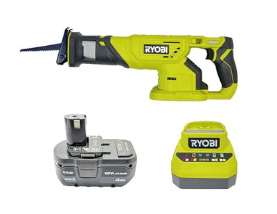 Ryobi 18-Volt Cordless Reciprocating Saw Kit with a 4Ah Battery and Charger (No Retail Packaging, Bulk Packaged)