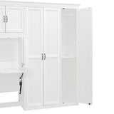Merax Murphy Bed Wall Bed with Wardrobe, Cabinet and Desk, Twin Size, White Merax