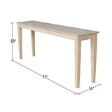 International Concepts Shaker Console Table, 72-Inch Long, Solid Parawood, Unfinished IC INTERNATIONAL CONCEPTS