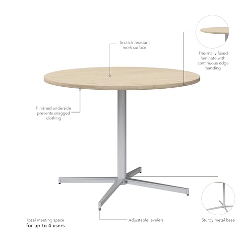 Bush Business Furniture 42-inch Round Conference Table with Metal Base, Circular Meeting Room Desk for 4 Users, Natural Elm Bush Furniture