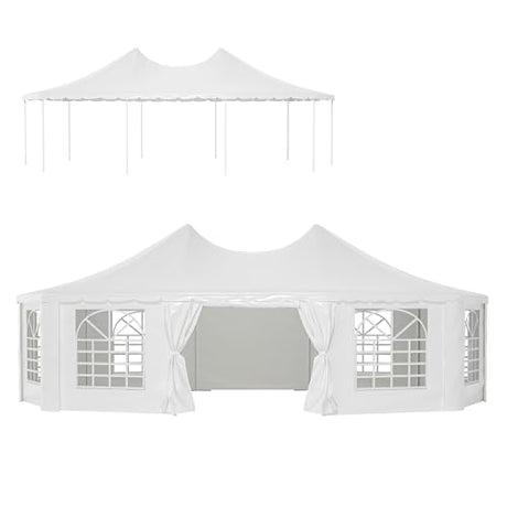 Outdoor Party Tent 20 X 15 FT White Party Tents for Parties with 2 Doors and 6 Removable Sidewalls Wedding Tents Double Pointed Top Design Heavy Duty Canopy for Weddings Backyard Events RocVanc