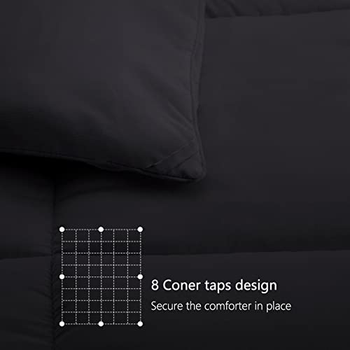 TEXARTIST Premium 2100 Series Queen Comforter All Season Breathable Black Comforter Soft 4D Spiral Fiber Quilted Down Alternative Duvet Insert with Corner Tabs Luxury Hotel Style (88"x88") TEXARTIST