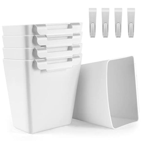 LEZIOA 5 Pack Hanging Cup Holders, Multipurpose Rolling Cart Accessories Utility Cart Accessories For Art & Craft Supplies, Space Saving Hanging Storage Basket Pencil Holder Makeup Organizers (White) LEZIOA