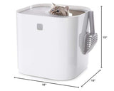 Modkat® Litter Box, Top-Entry, Full Height Seamless Base, Reusable Litter Liner, Sifting Litter Scoop, 2X Bamboo Charcoal Filters - White Modkat