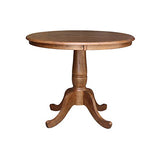 IC International Concepts 36" Round Top Pedestal Table-29.1" Height Dining Table, Distressed Oak IC International Concepts
